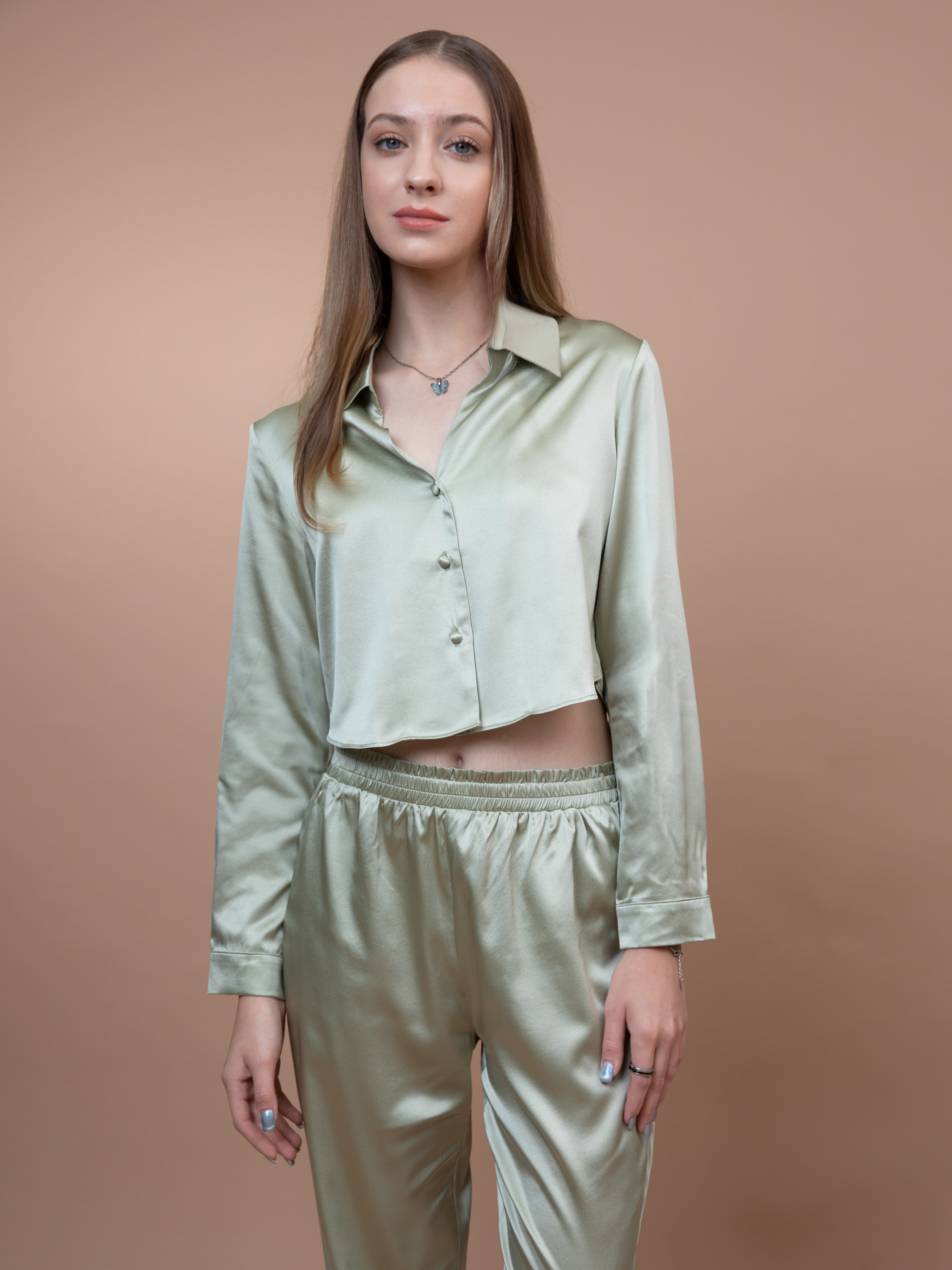 Amani Mulberry Silk Green Suit Set