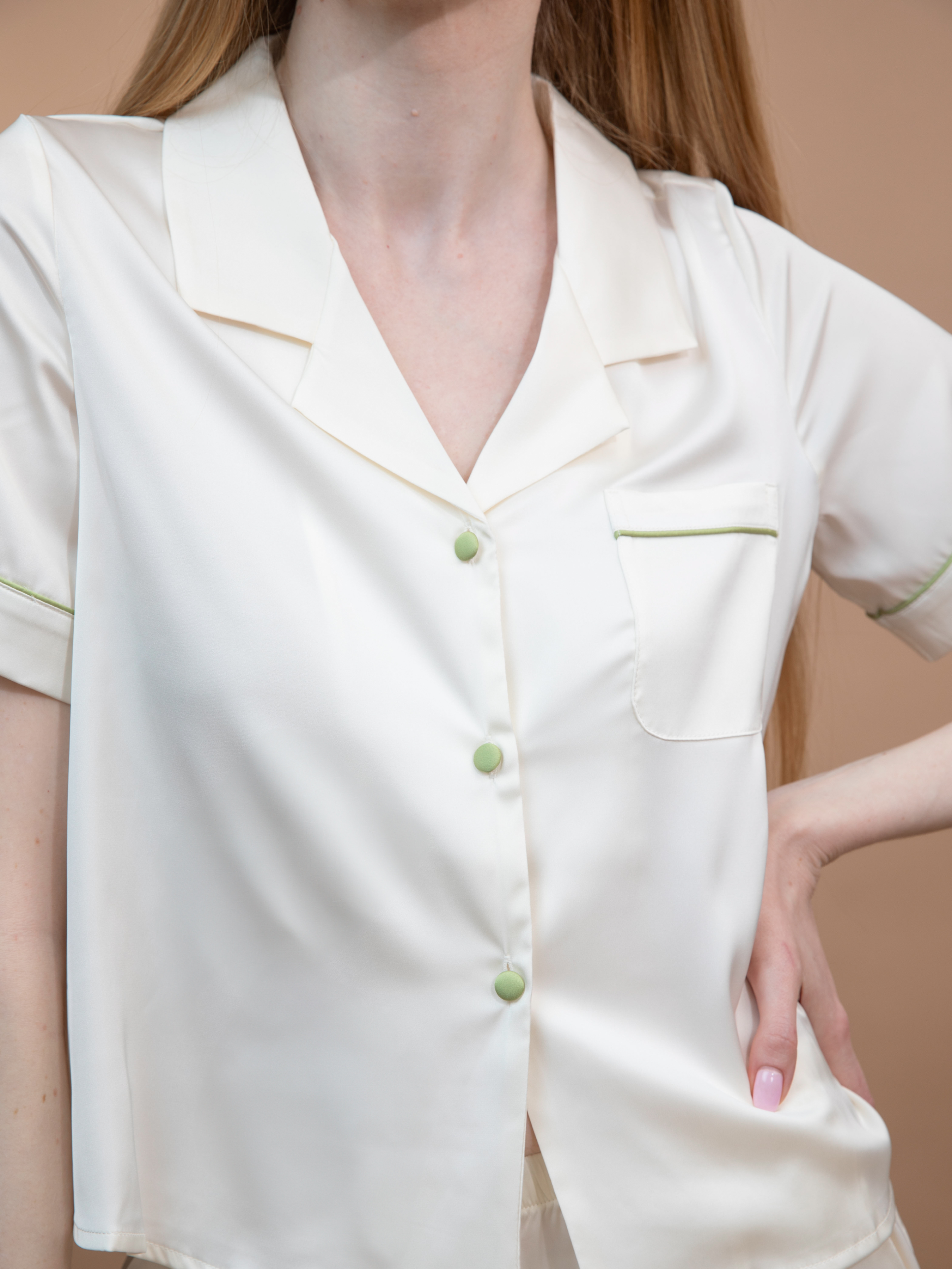 Amara Apricot Silk Satin Pajamas