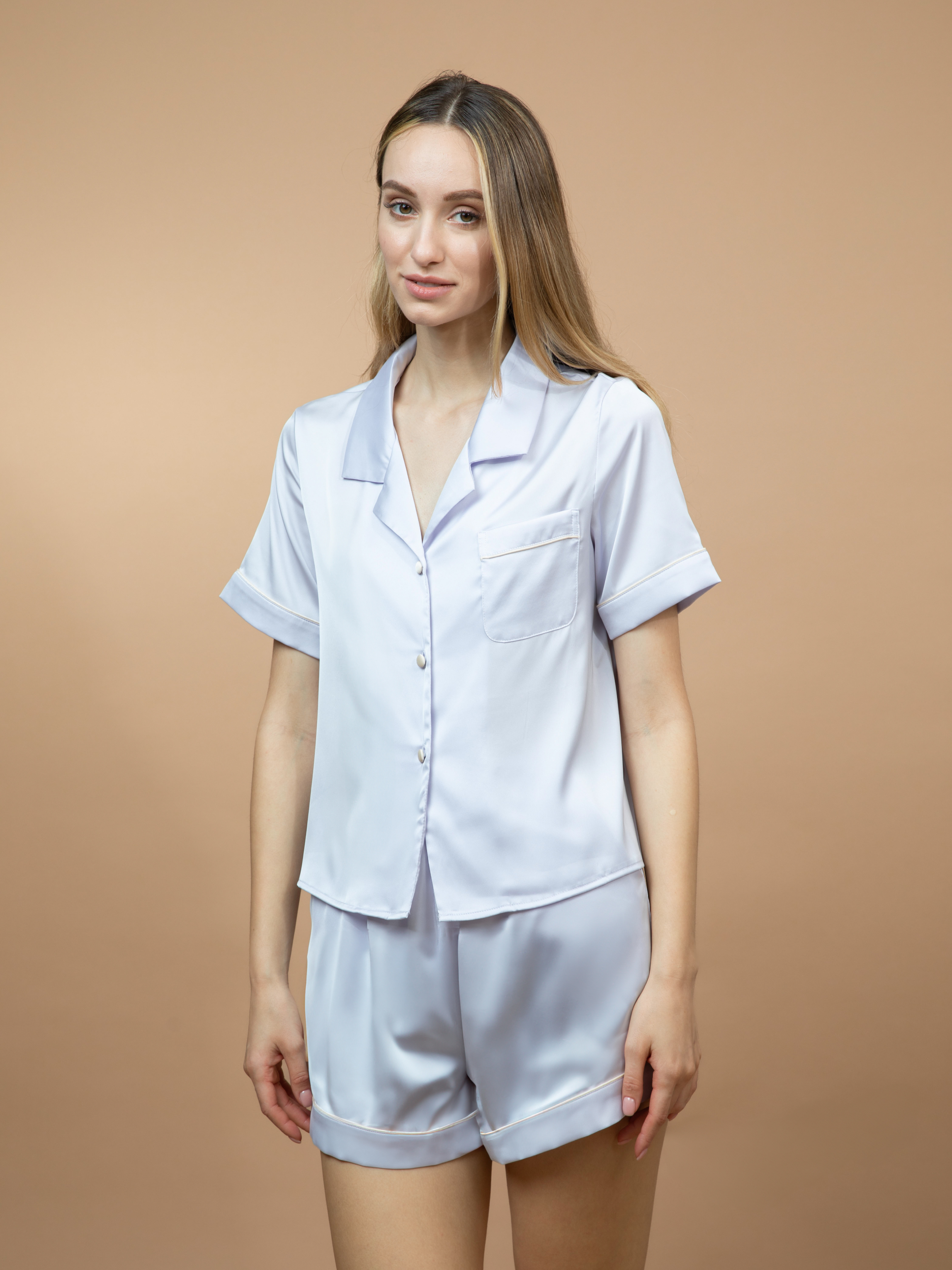 Amara Purple Silk Satin Pajamas