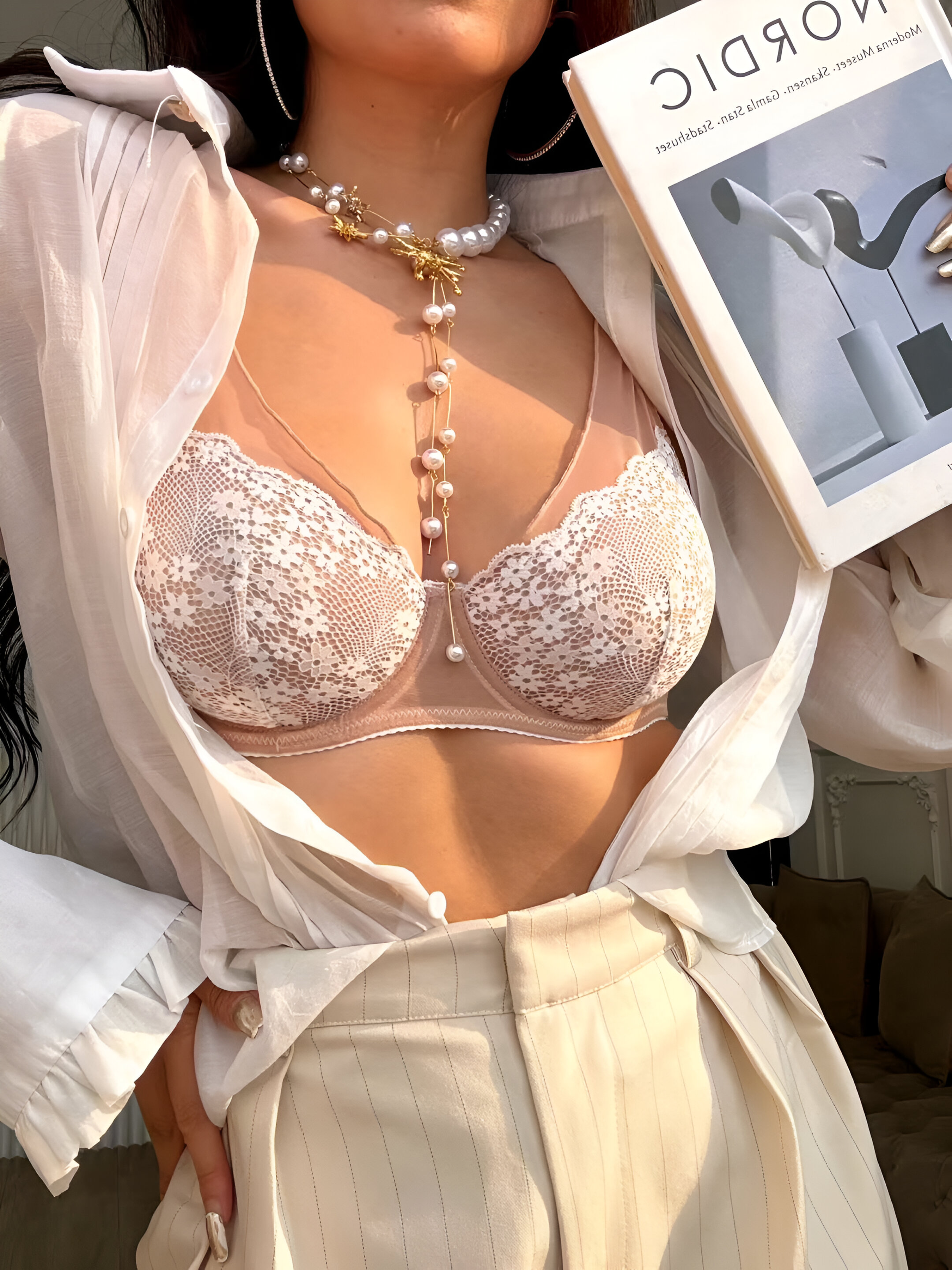 Eloa Beige & Cream Lingerie Set