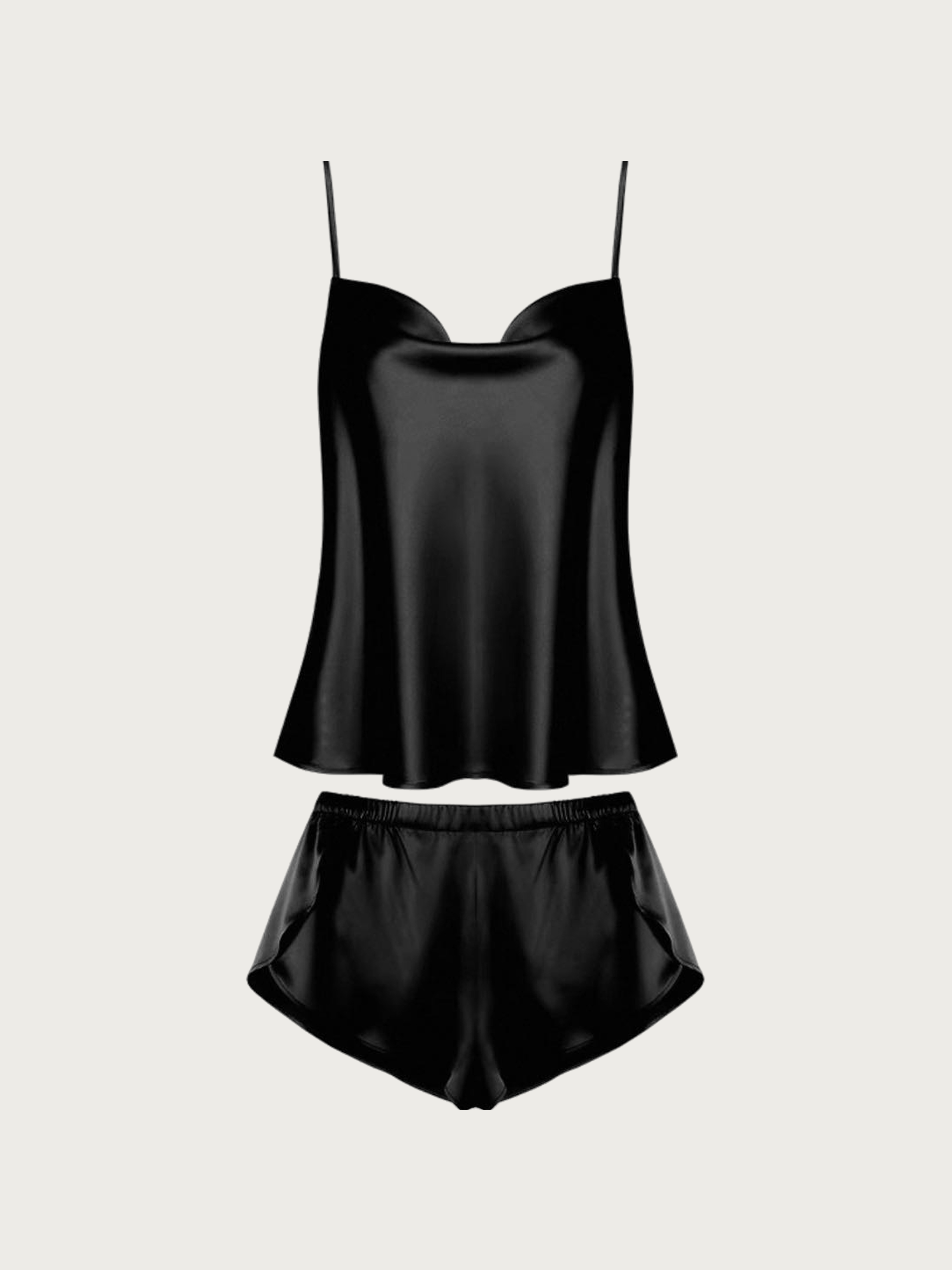 Donna Black Mulberry Silk Camisole Set